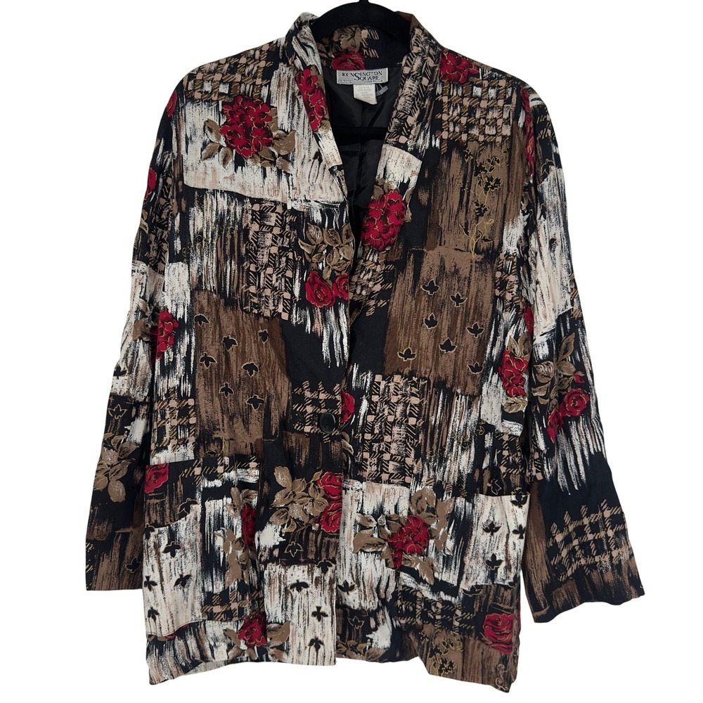 Kensington Square Petite Floral‎ Abstract Blazer Jacket - Womens Career